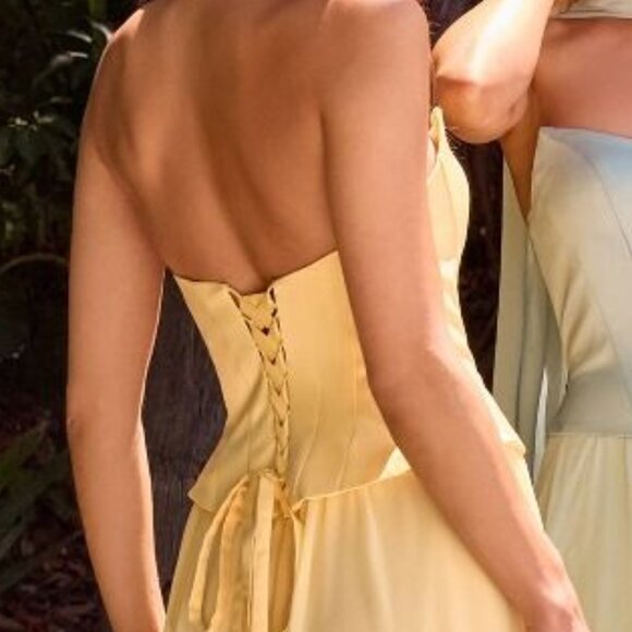 New Smoky Blue A-Line Long Bridesmaid Chiffon Dress w/ Matching Scarf CD386 - Picture 6 of 10